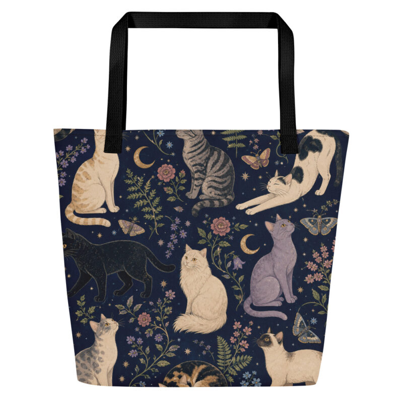 Midnight Cat Garden All-Over Print Tote Bag view 1