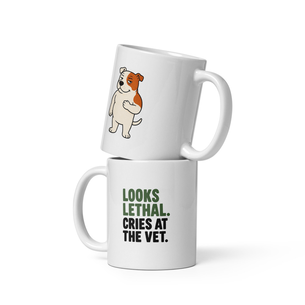 louie-optically-centered-10471-1 Looks Lethal. Cries at the Vet. — Louie the Pit Bull Mug - Image 1