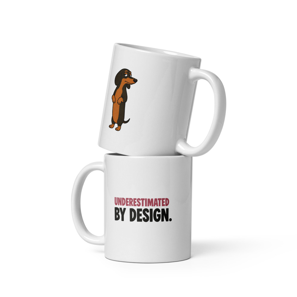 penny-optically-centered-10471-1 Underestimated by Design. — Penny the Dachshund Mug - Image 1
